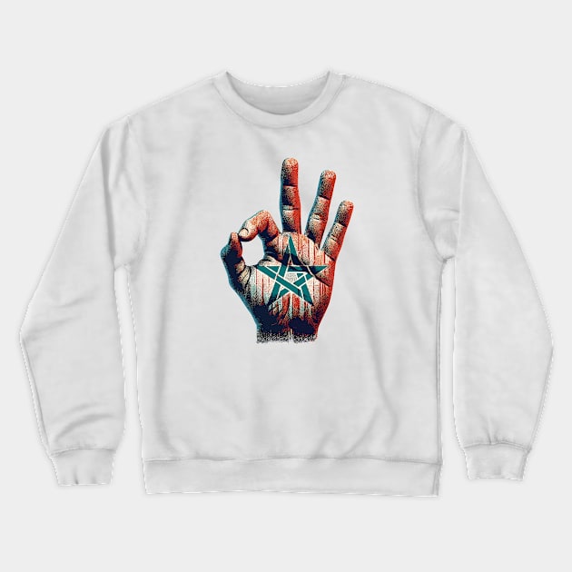 Morocco Flag Crewneck Sweatshirt by Vehicles-Art